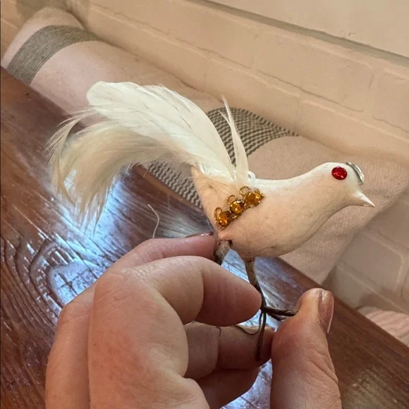 Vintage Orange and White Decorative Bird Ornaments - Picture 3 of 8